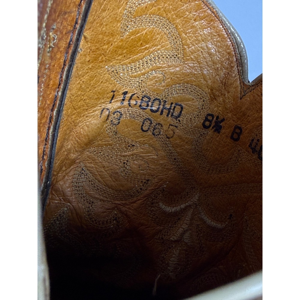 Lucchese 2000 Full Quill Ostrich Leather Western Cowboy Boots Tan Brown 8.5 B - Picture 8 of 16